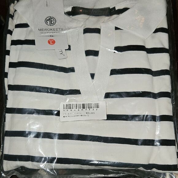 New Merokeety Striped Dolman Sleeve V-Neck Large Dress | Casual Relaxed Fit Maxi - Picture 3 of 3